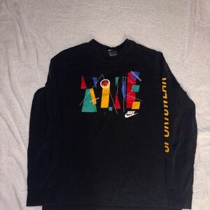 Nike Shirt Mens Medium Black Long Sleeve Geometric Long Sleeve Multicolor Tee